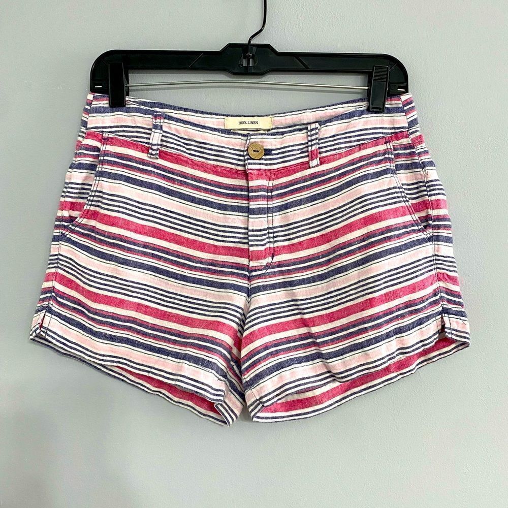 British Khaki 100% Linen Shorts Women Size 2